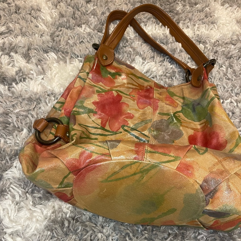 Maurizio Taituti Italian Floral Women's Leather Shoulder Bag - Picture 3 of 6